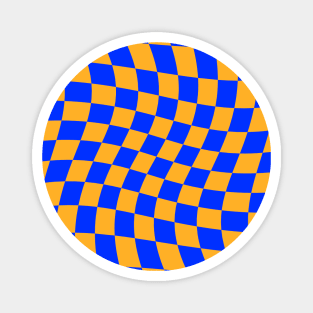 Twisted Checkered Square Pattern - Orange & Blue Magnet